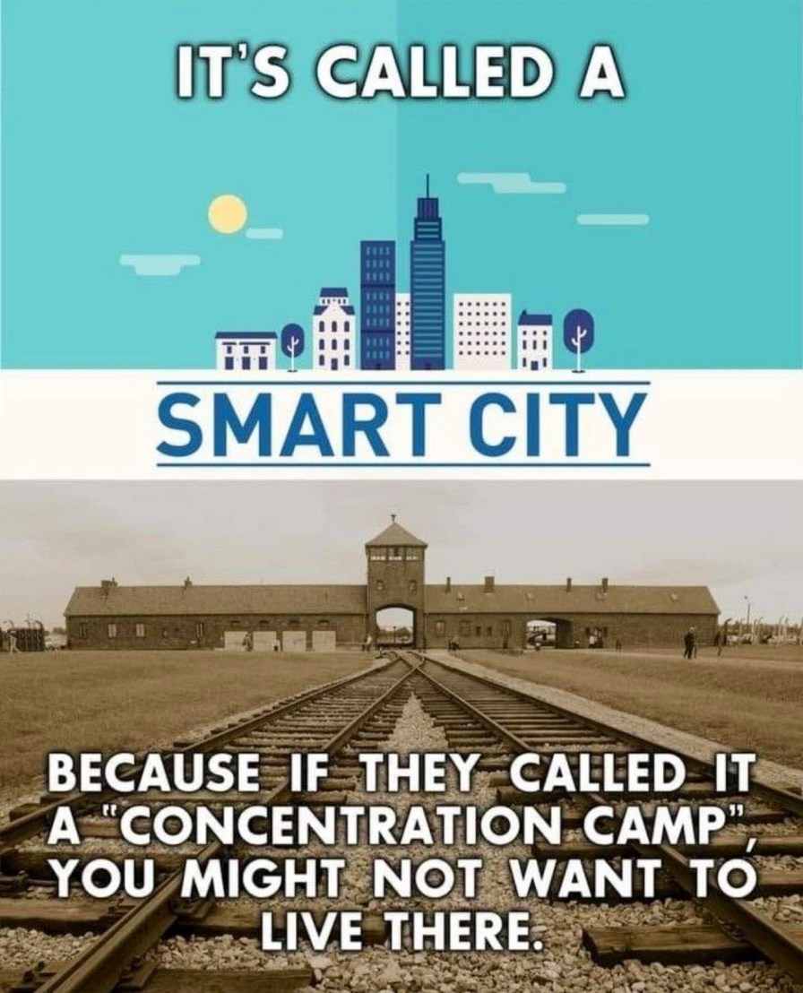 Smart cities now are the concentration camps of the past - meme