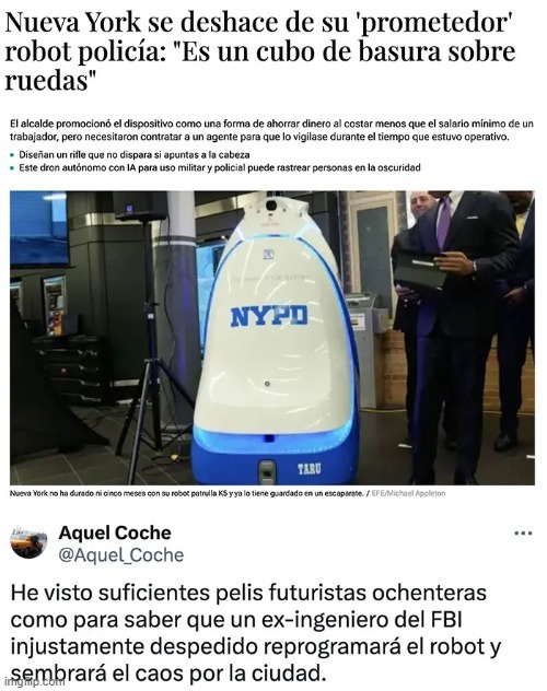 El robot policía de Nueva York - meme