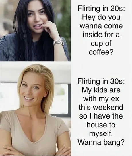 Flirting in 30s - meme