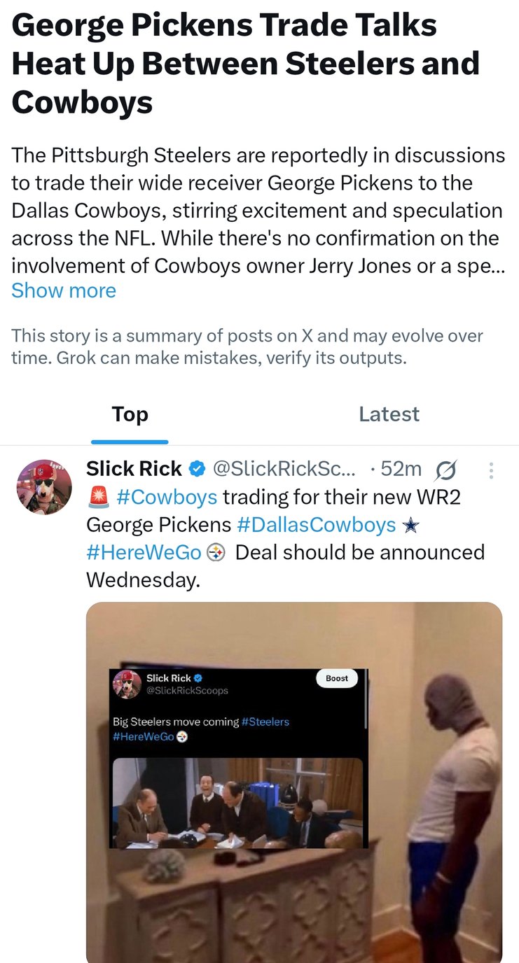Steelers might trade George Pickens to Cowboys, NFL fans losing it - meme