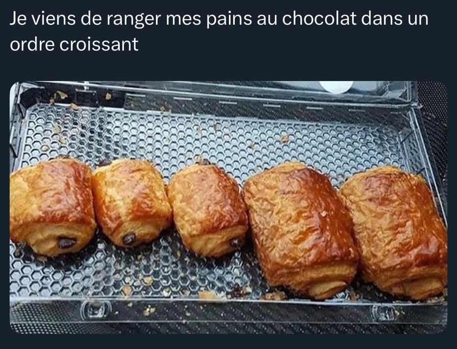 Pains au choc rangés en mode autiste zen - meme