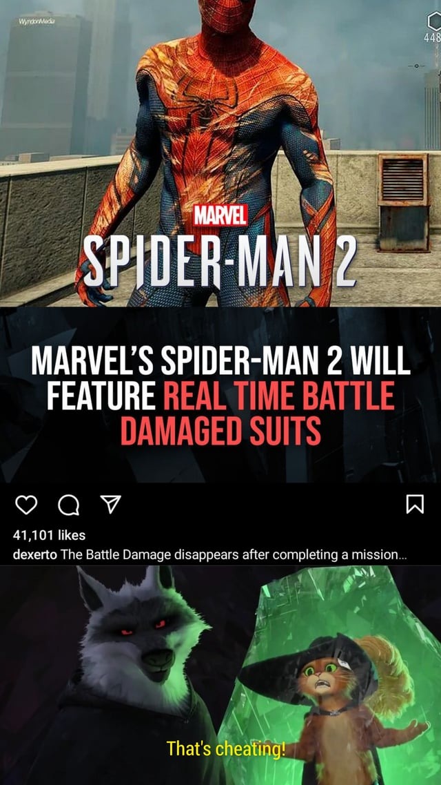 Spider Man 2 will feature real time battle damaged suits - meme
