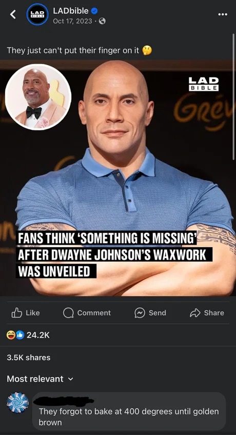 Dwayne Johnson's waxwork meme