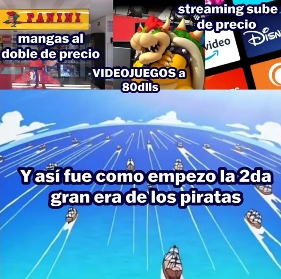 Suben los mangas y revive la era dorada de los piratillas - meme