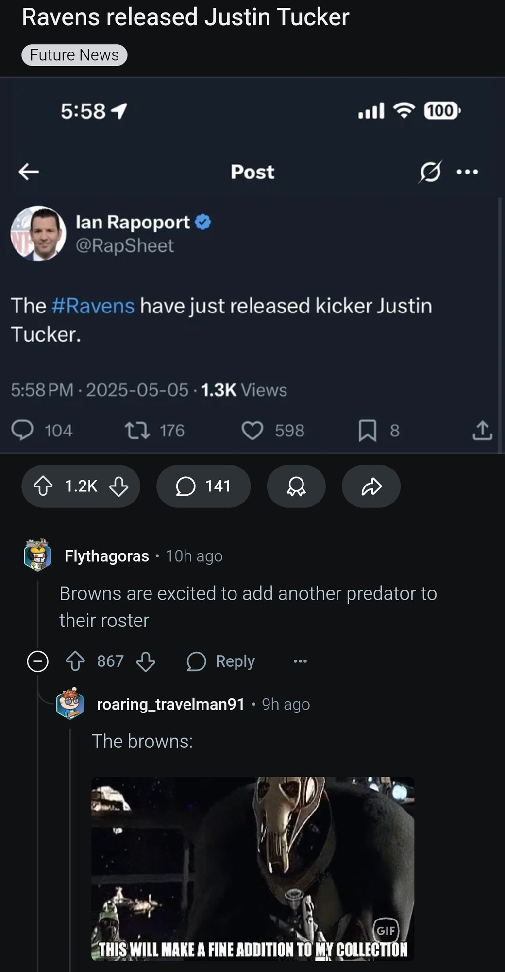 Ravens cut Justin Tucker and the internet is in full meltdown - meme