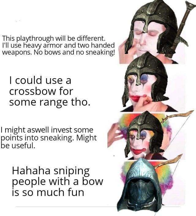 Clown stealth archer meme