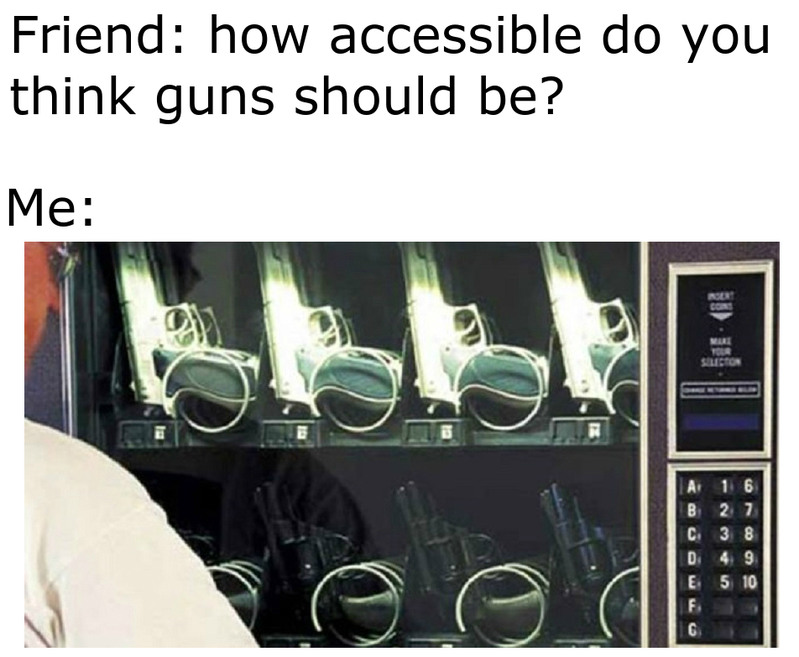 How accessible do you think guns should be? - meme