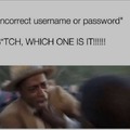 Incorrect username or password