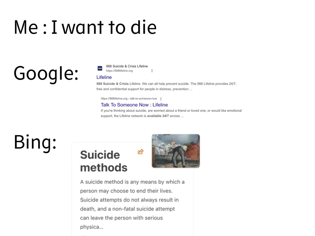 Google and bing - meme