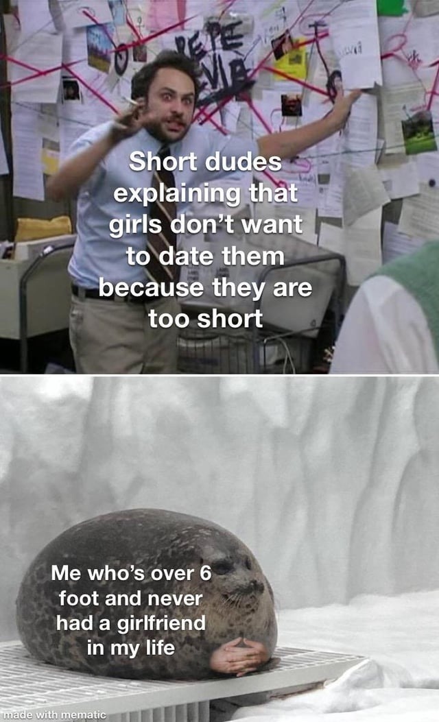 Short kings got theories, tall guy got no girlfriend and vibes - meme