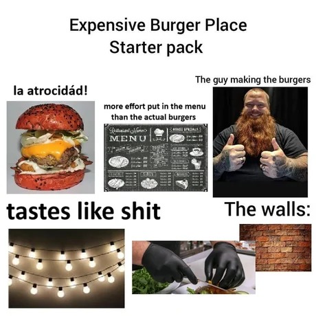 Expensive burger place - meme
