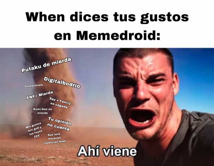 Decir tus gustos = Insultos gratuitos - meme