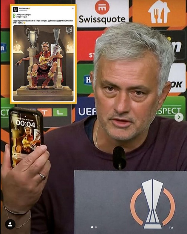 Verificado José Mourinho has a BR Football graphic as his lock screen  - meme
