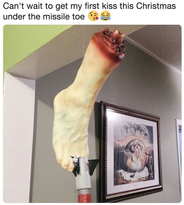 Kiss under this missile toe - meme