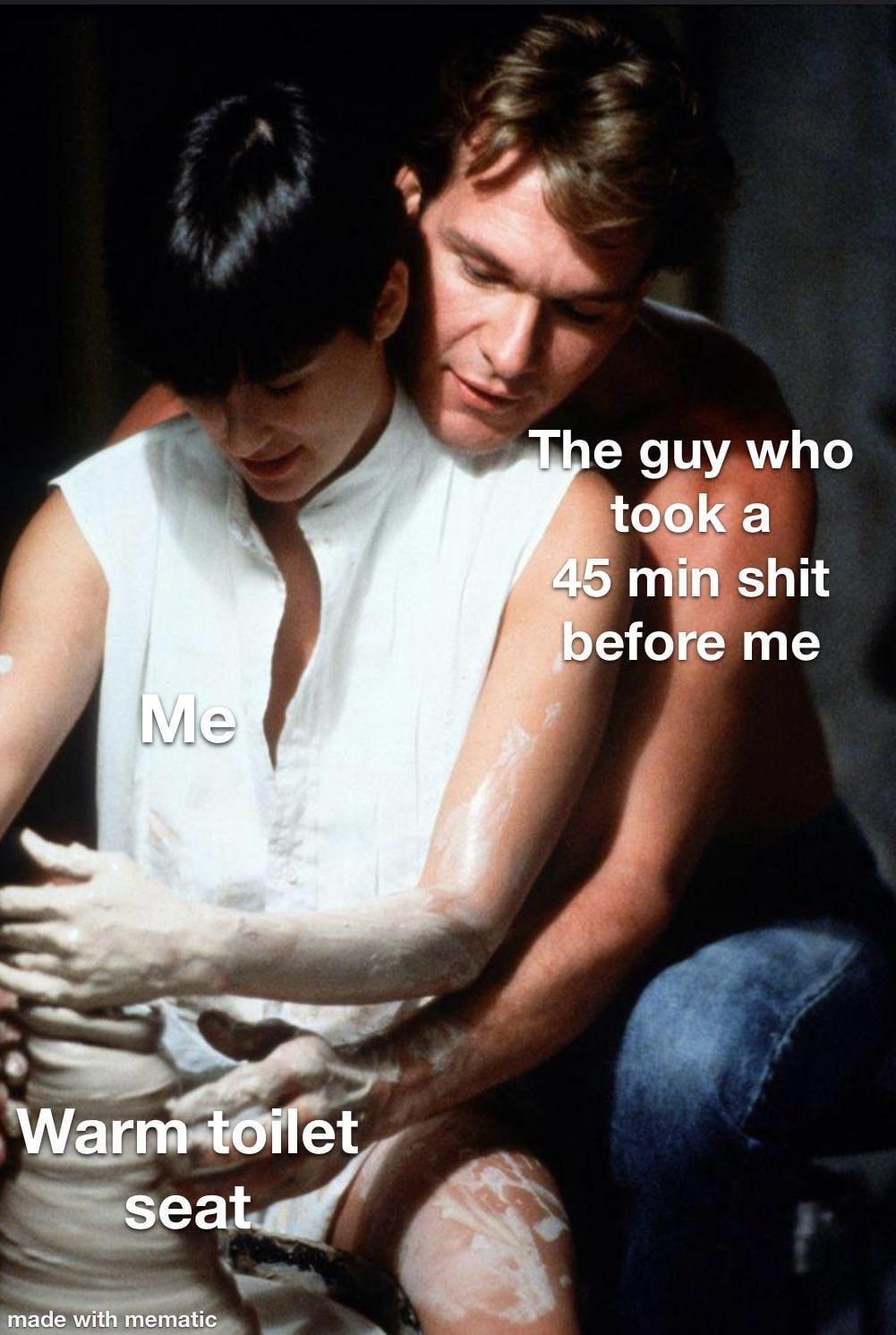 Warm toilet seat trauma hits different - meme