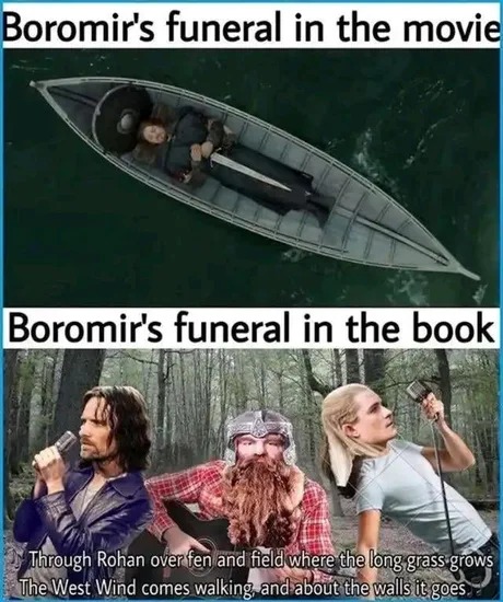 Boromir's funeral in the book - meme