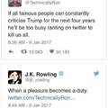 J. K. Rowling with the jokes