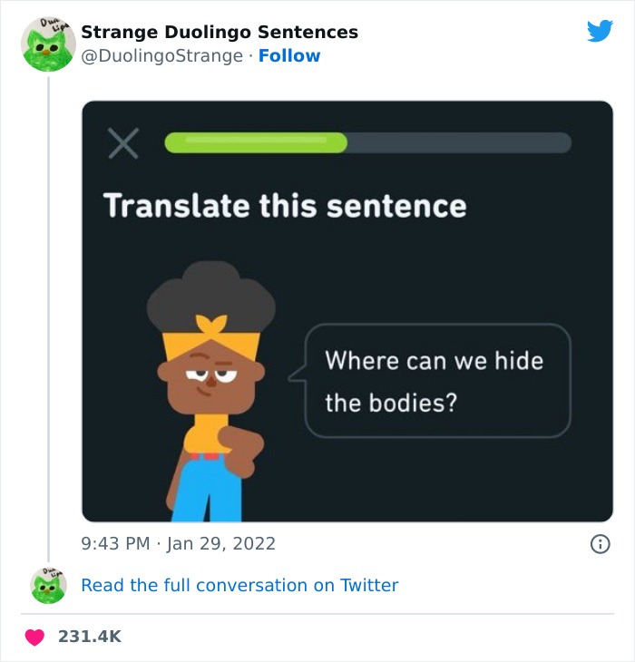 Duolingo's trying to drop you hints - meme