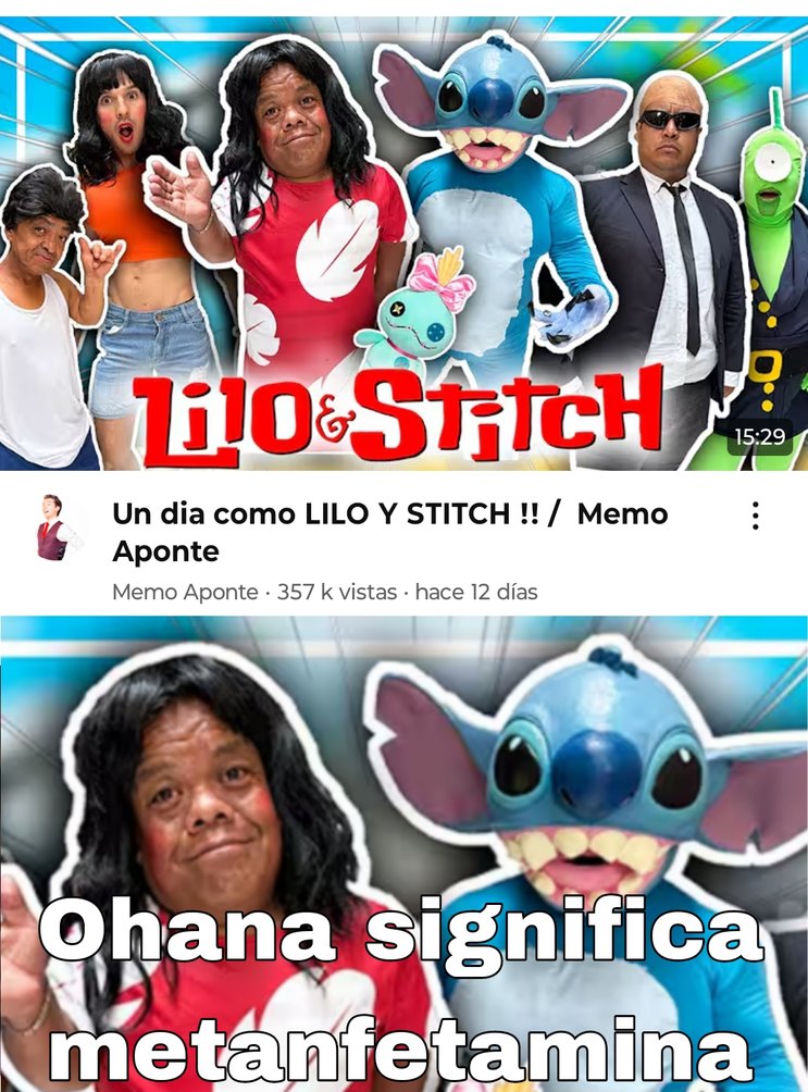 Por azares del destino me encontré ese video, lo peor es que investigué no es la primera vez que Memo hace esto con Stitch - meme