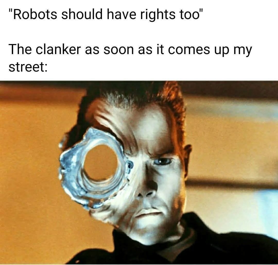 clanker says no rights - meme