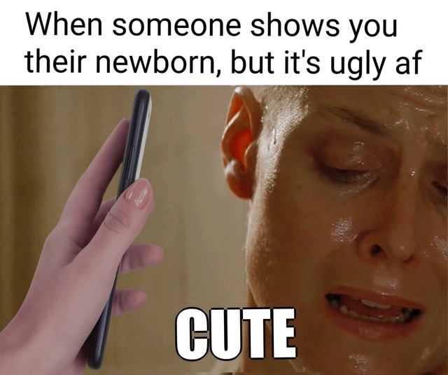When the baby’s ugly but you gotta say cute anyway - meme