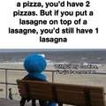 And if you put a pizza on lasagna....