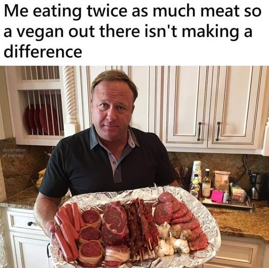 Me eating twice as much meat - meme