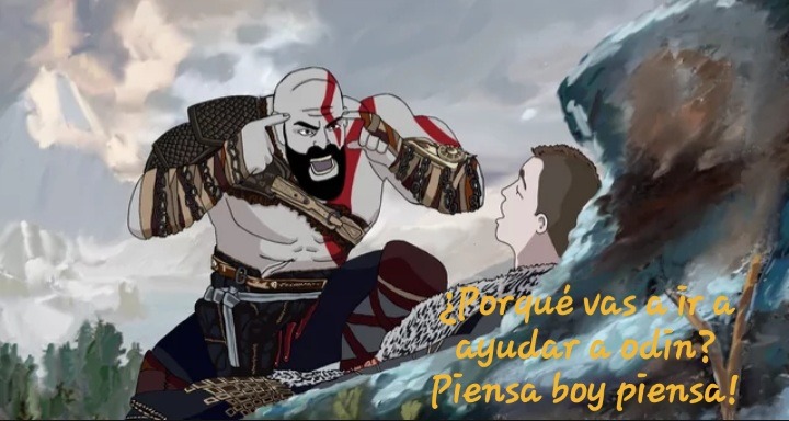 Se que no se ve ni madres pero dice:  porqué vas a ir a ayudar a odin? Piensa boy piensa! - meme