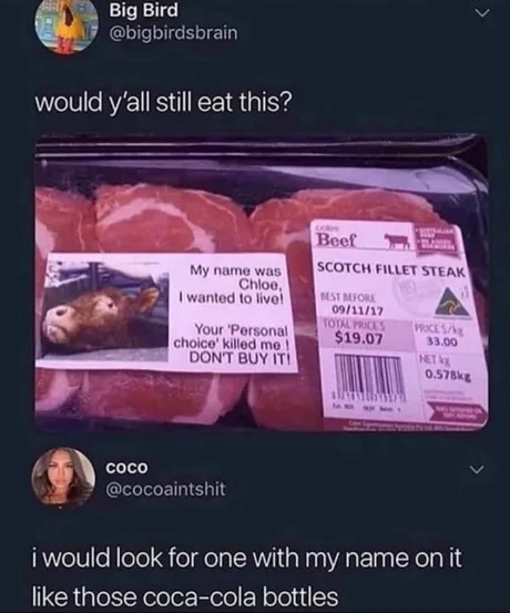 Meat humor, not for vegans - meme