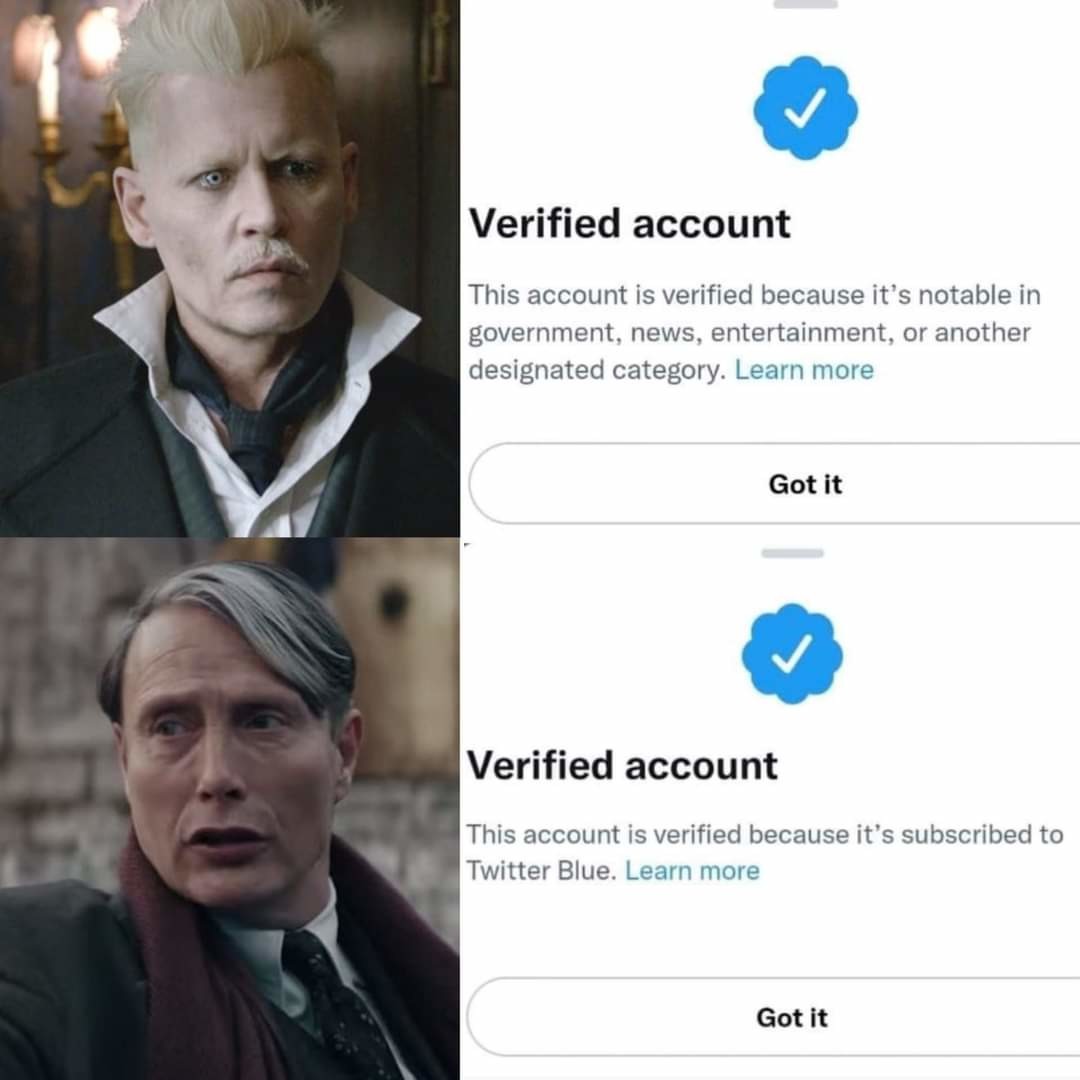 Blue checkmarks - meme