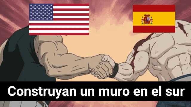 España y Estados unidos amigos de muros - meme