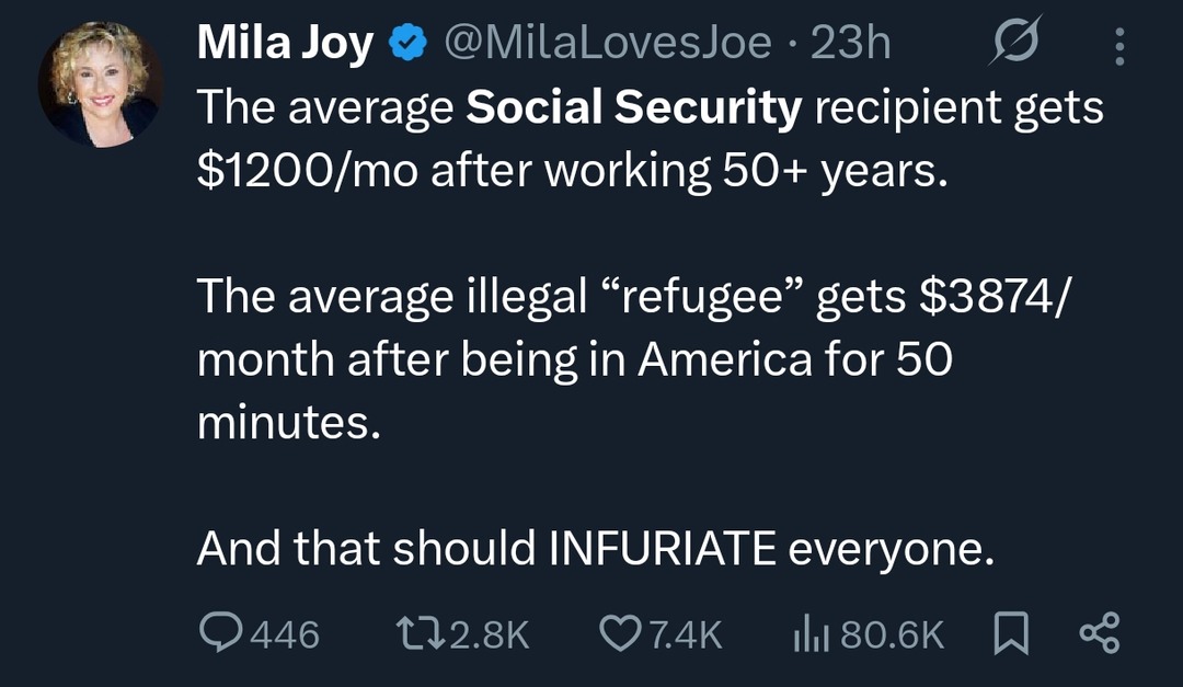 Social Security vs refugee payments got folks mad - meme