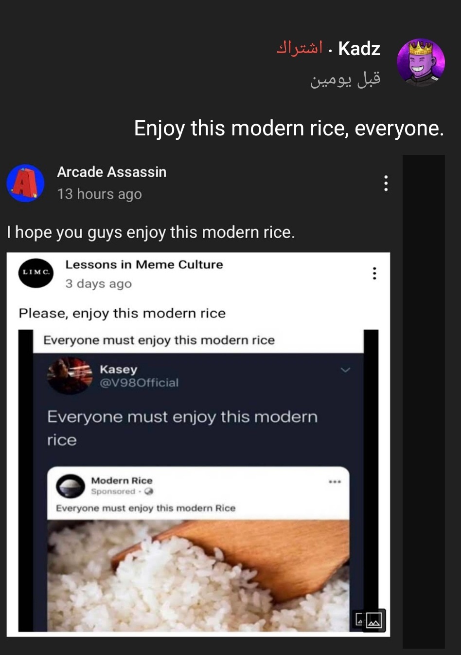 Please, enjoy this modern rice (fear not, I'm not a federal agent in disguise) - meme