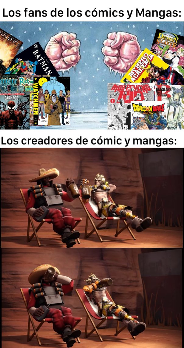 Cómics vs Mangas - meme