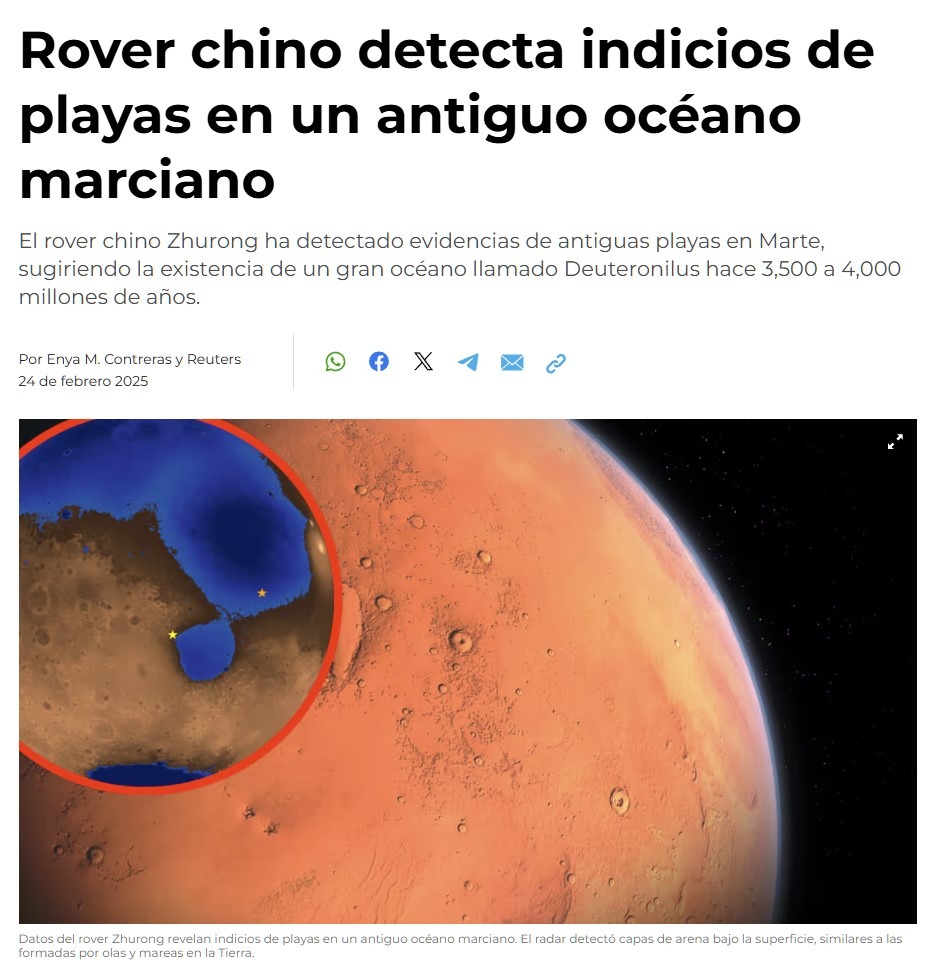 Rover chino detecta indicios de playas en un antiguo océano en Marte - meme