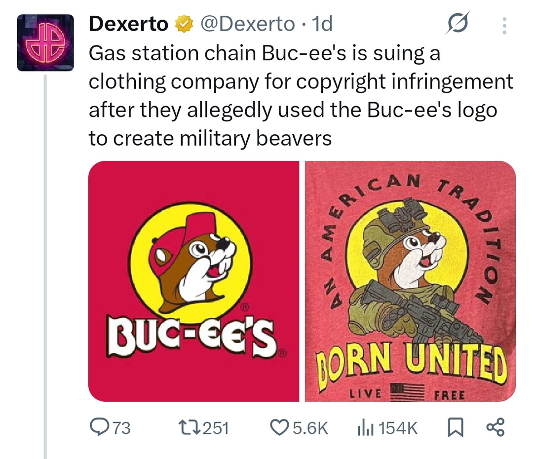 Buc-ee’s suing over military beaver knockoff - meme
