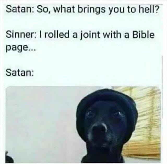 Rolled a joint with a Bible page... that's dark - meme