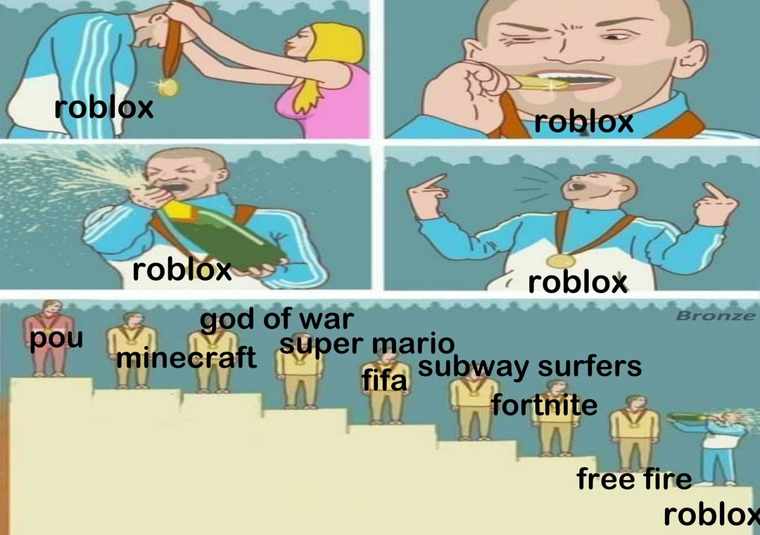 agora só tem jogo bosta e criança mimada no roblox - meme