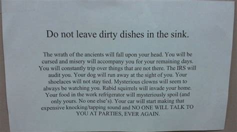 Notes Left Behind - This is a pretty serious curse for just leaving dishes in the sink! - meme