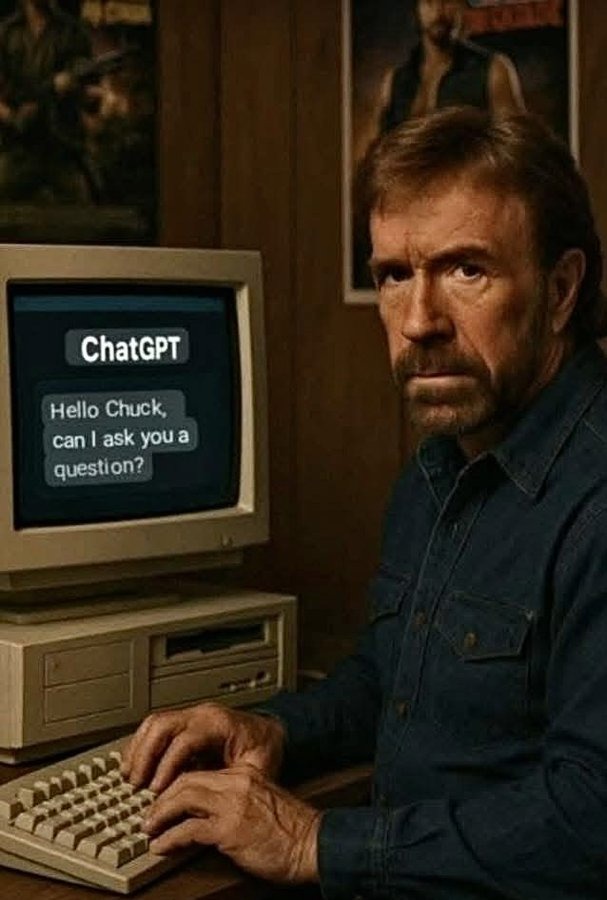 AI tried to learn from Chuck Norris, but crashed processing infinite wisdom. - meme