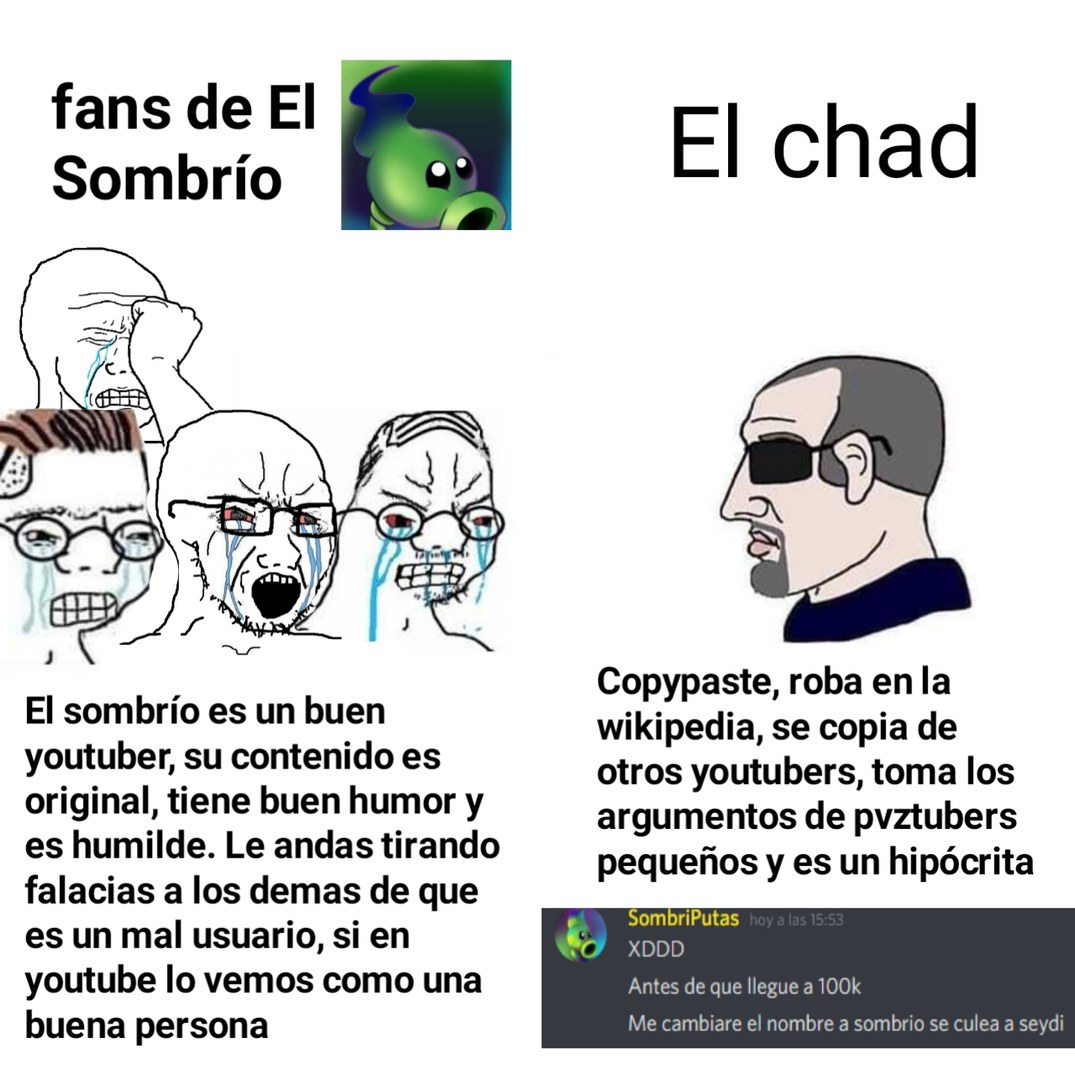 No pos El sombrío es lo mejor de la comunidad pvz, un usuario lamentable - meme