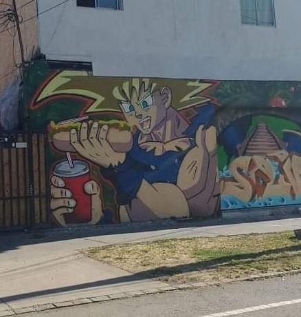 Goku patrocinando hotdogs - meme