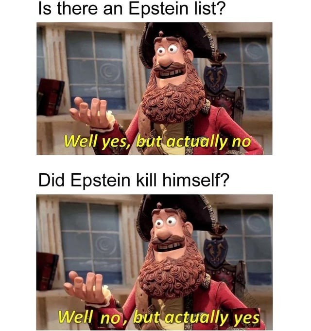Epstein list? Yes. No. Maybe. Definitely unclear. - meme