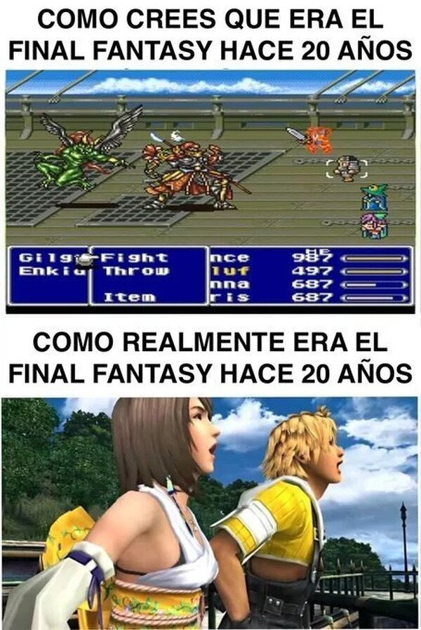 Final Fantasy hace 20 años - meme