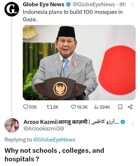 Indonesia plans to build 100 mosques in Gaza - meme