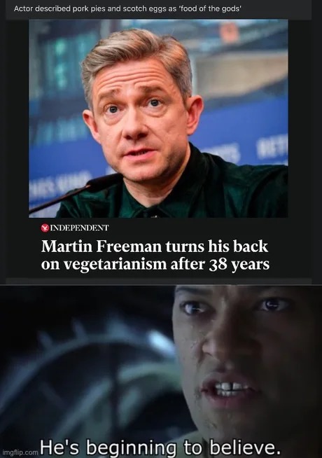 Martin Freeman stops being a vegetarian - meme