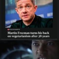 Martin Freeman stops being a vegetarian