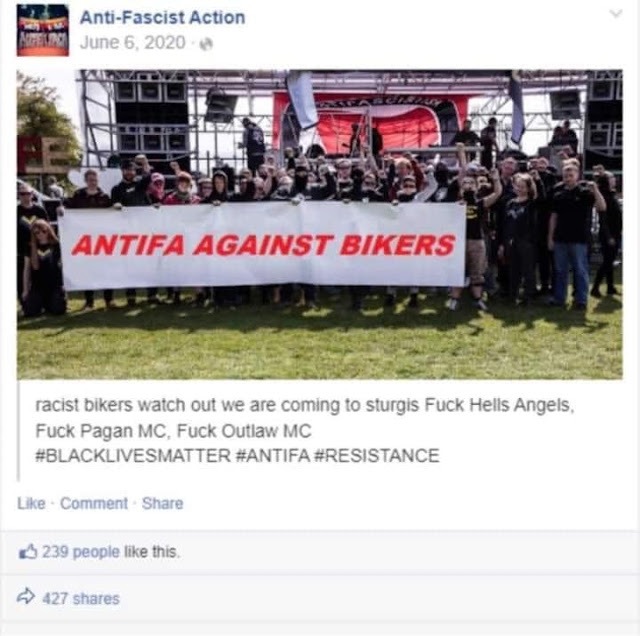 Antifa vs Outlaw Motorcycle Clubs and Bikers - meme
