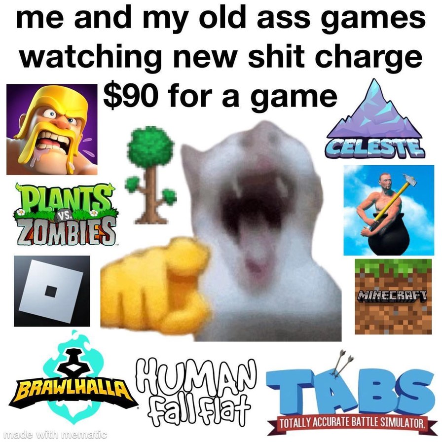 Old games judging $90 releases like boomers at a rave - meme