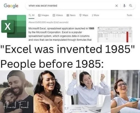 When was excel invented - meme